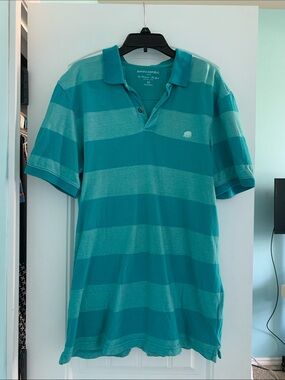 Banana Republic Men’s Striped Polo M Medium blue